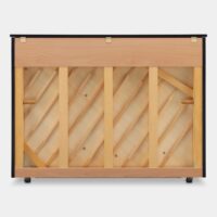 Upright piano back panel showcasing solid spruce ribs and soundboard for optimal acoustic resonance.