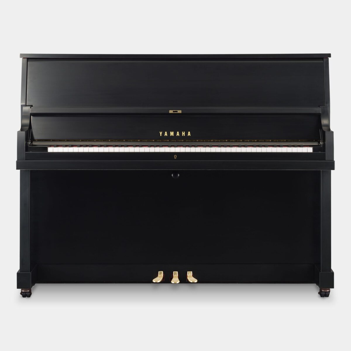 Yamaha U1 upright piano in polished ebony finish, ideal for professional and home use, available at Classic Pianos.