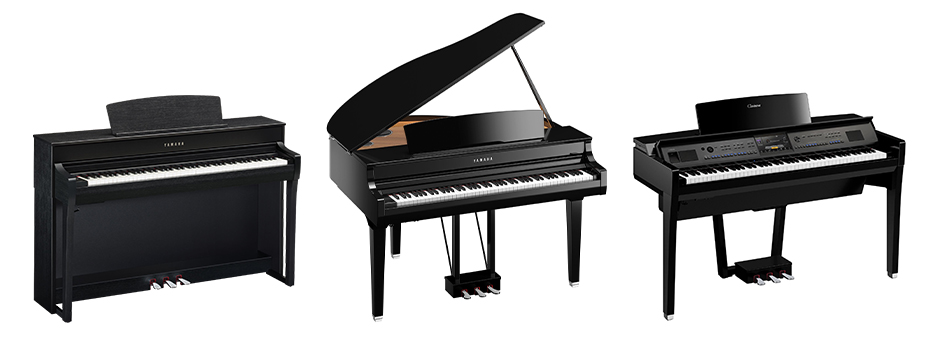 Clavinova CLP-745, CSP-295GP, and CVP-909 pianos