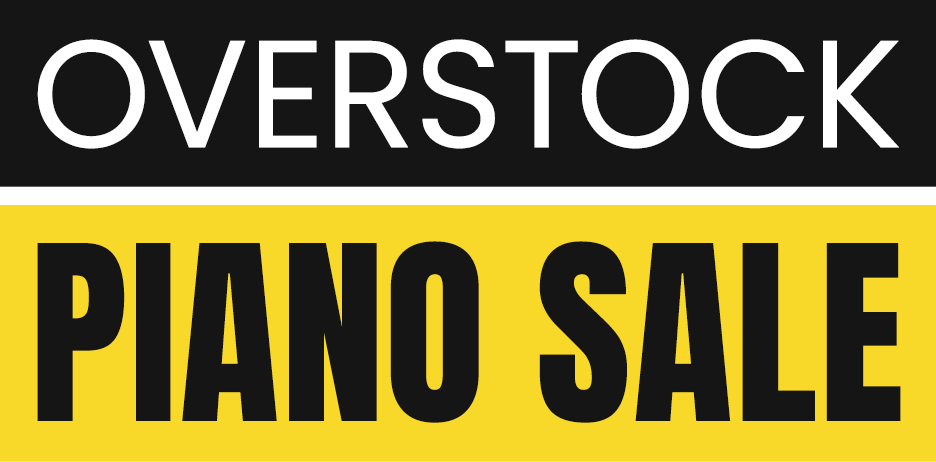 Overstock piano sale banner featuring exclusive discounts on quality pianos at Classic Pianos Portland.